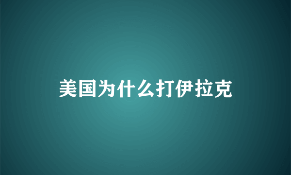 美国为什么打伊拉克