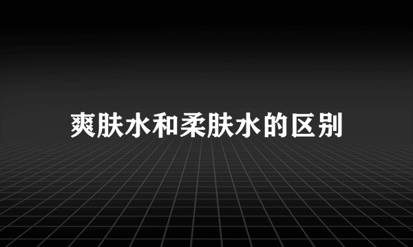 爽肤水和柔肤水的区别