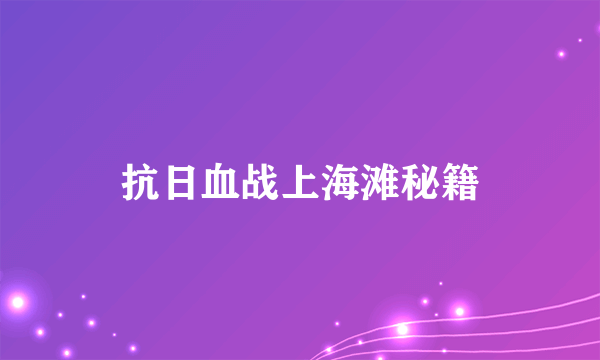 抗日血战上海滩秘籍