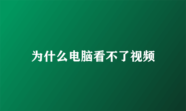 为什么电脑看不了视频