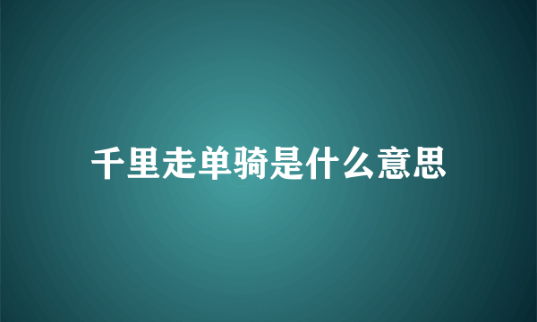 千里走单骑是什么意思