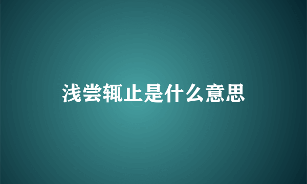 浅尝辄止是什么意思