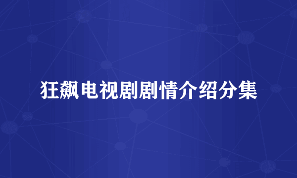 狂飙电视剧剧情介绍分集