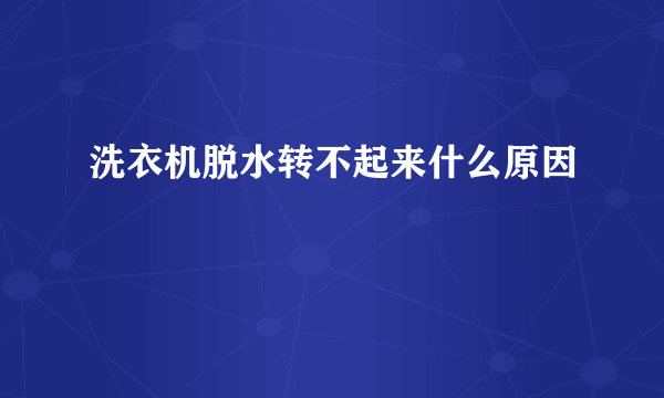 洗衣机脱水转不起来什么原因