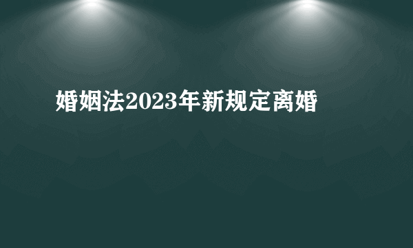 婚姻法2023年新规定离婚