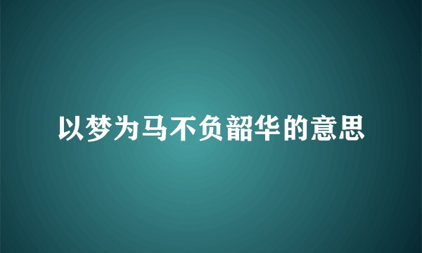 以梦为马不负韶华的意思