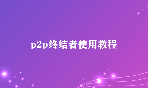 p2p终结者使用教程