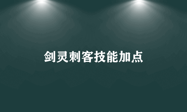 剑灵刺客技能加点