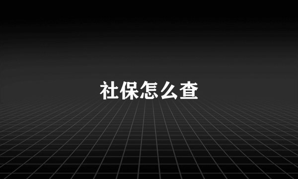 社保怎么查