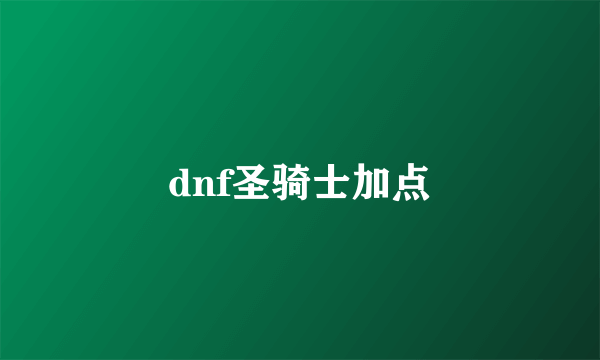 dnf圣骑士加点