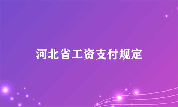 河北省工资支付规定