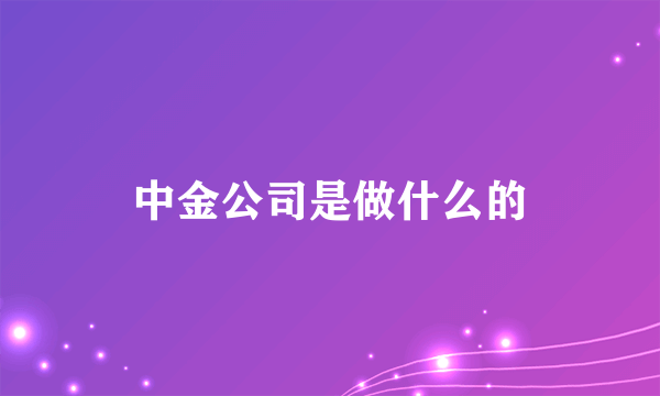 中金公司是做什么的