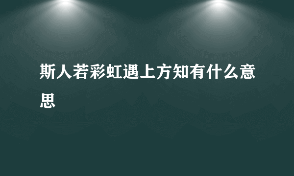 斯人若彩虹遇上方知有什么意思