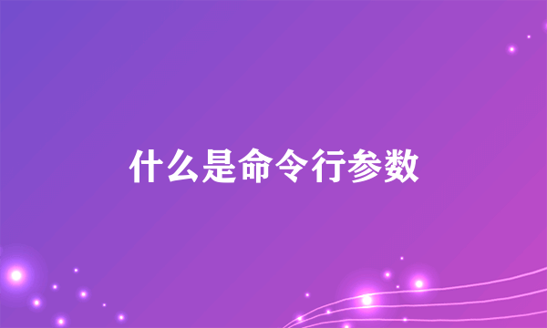 什么是命令行参数