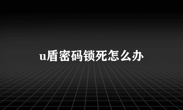 u盾密码锁死怎么办