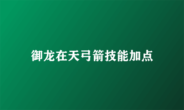 御龙在天弓箭技能加点