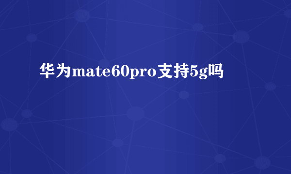 华为mate60pro支持5g吗