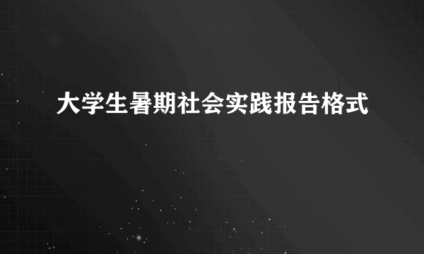 大学生暑期社会实践报告格式