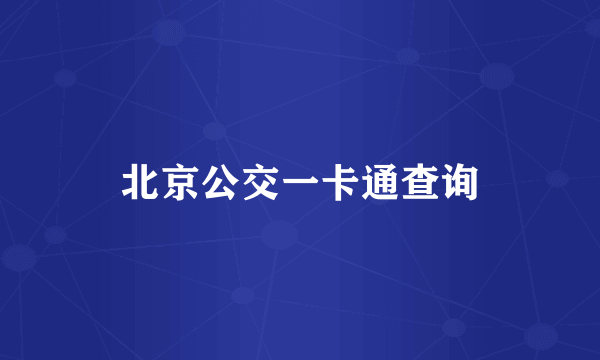 北京公交一卡通查询