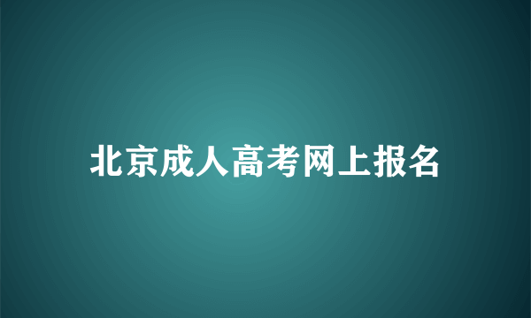 北京成人高考网上报名