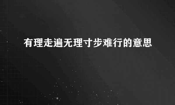 有理走遍无理寸步难行的意思