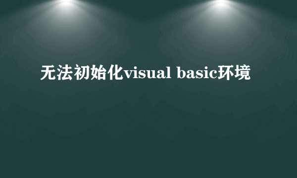 无法初始化visual basic环境