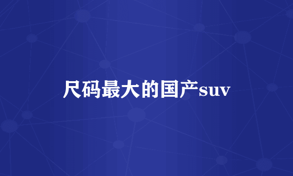 尺码最大的国产suv