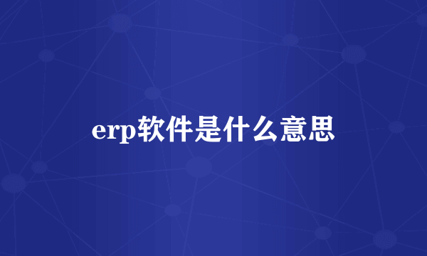 erp软件是什么意思