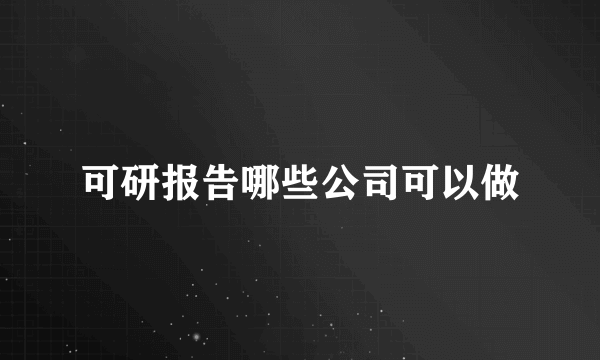 可研报告哪些公司可以做