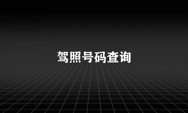 驾照号码查询