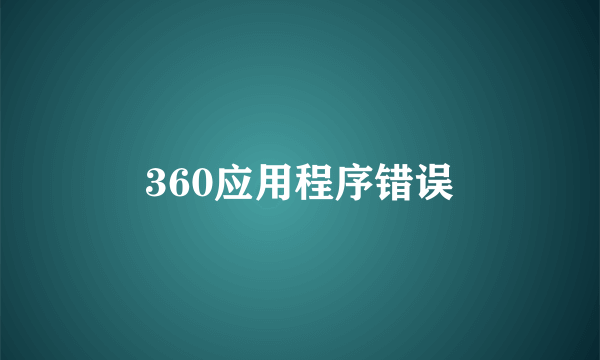 360应用程序错误