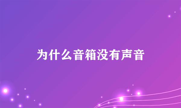 为什么音箱没有声音