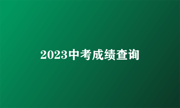 2023中考成绩查询