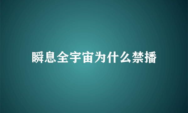 瞬息全宇宙为什么禁播