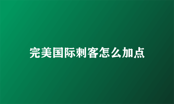 完美国际刺客怎么加点