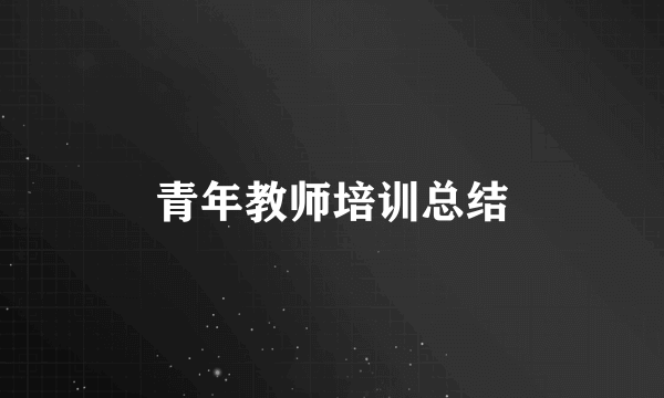 青年教师培训总结