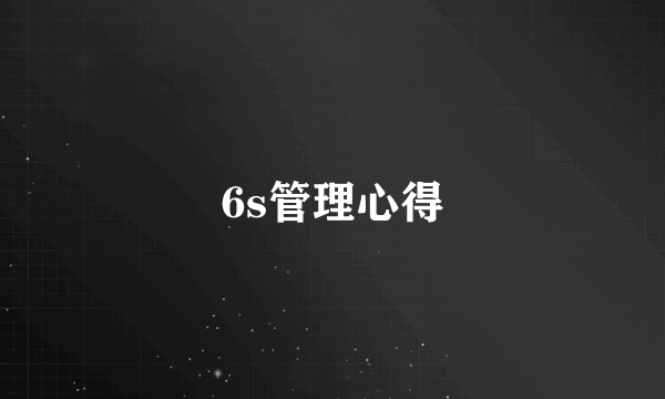 6s管理心得