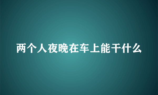 两个人夜晚在车上能干什么