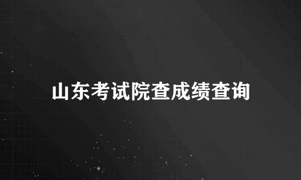 山东考试院查成绩查询