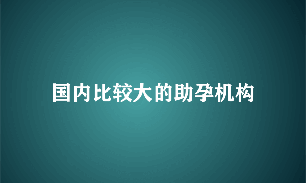 国内比较大的助孕机构