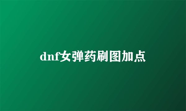 dnf女弹药刷图加点