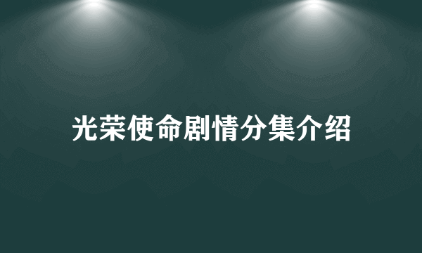 光荣使命剧情分集介绍