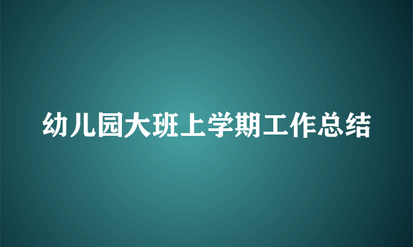 幼儿园大班上学期工作总结