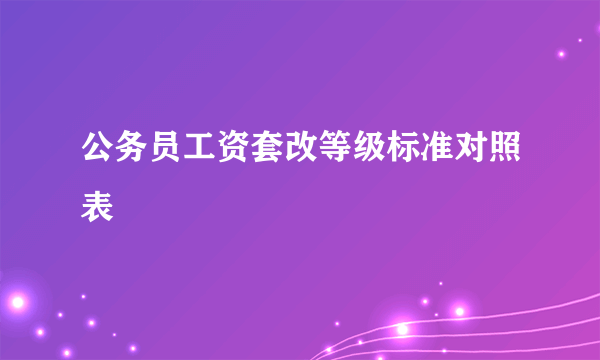 公务员工资套改等级标准对照表