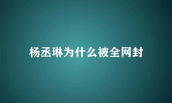 杨丞琳为什么被全网封