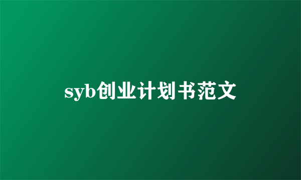 syb创业计划书范文