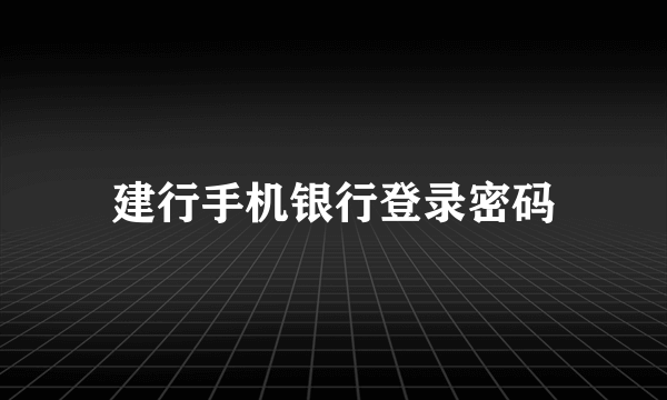 建行手机银行登录密码