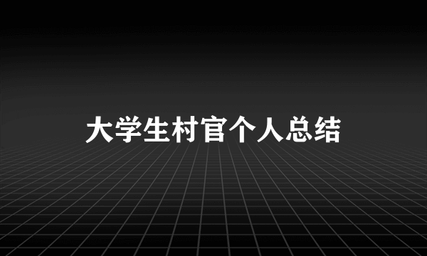 大学生村官个人总结