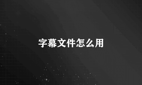 字幕文件怎么用