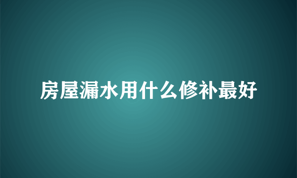 房屋漏水用什么修补最好